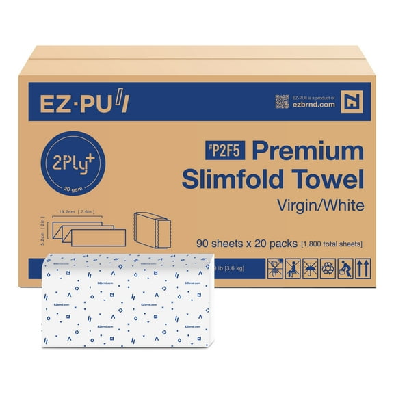 EZbrnd Premium Soft 2ply  SLIMFOLD Paper Towels, 90 sheets x 20 pk, P2F5 (04442)