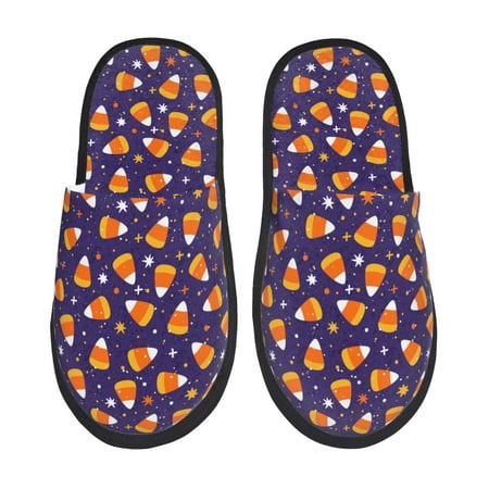 Balery Candy Corn (2) Slient Indoor Furry Fleece Comfort House Shoes Soft Non-Slip Home Shoes Cotton slippers House Slippers-- Large