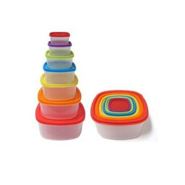 14Piece Always Fresh Plastic Food Container Set with ColorCoded Lids