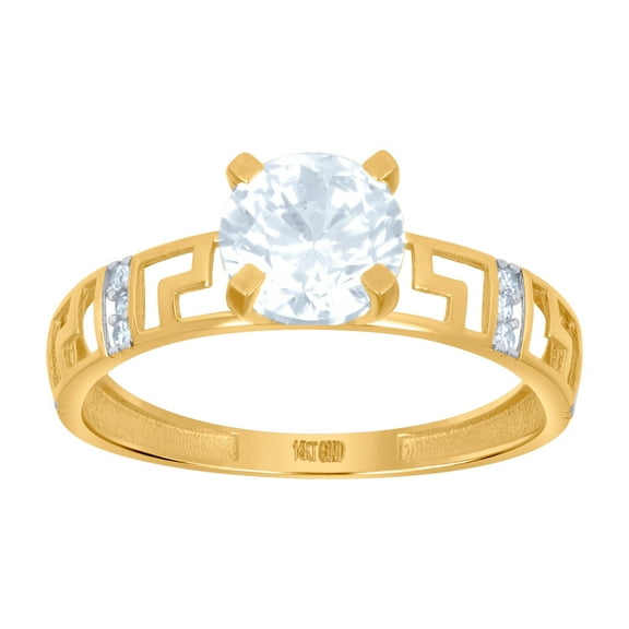 14k Two-tone Gold Womens Cubic Zirconia Bridal Engagement Ring 6.5x6.5mm Wide Engagement Ring for Women