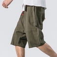 thumbnail image 4 of Chiccall Casual Linen Shorts for Men Loose 2026 Summer Fashion Cotton Beach Elastic Waist Drawstring Shorts with Pockets, 4 of 6