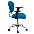 thumbnail image 6 of Flash Furniture Mid-Back Turquoise Mesh Padded Swivel Task Office Chair with Chrome Base and Arms, 6 of 7