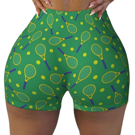 Workout Shorts Women  Tennis Rockets And Balls Biker Shorts for Women Running Gym Spandex Shorts Tummy Control