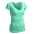 thumbnail image 3 of Essential Basic Women's Plain Short Sleeve T-Shirt V-Neck Top Junior & Plus Sizes, 3 of 3