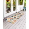 thumbnail image 2 of Boho Front Door Mat Vintage Orange Blue Abstract Ethnic Flower Texture Welcome Doormat Indoor Outdoor Entrance Floor Mat Non-Slip Washable Runner Rug for Front Porch Decor 24x71 Inch, 2 of 6