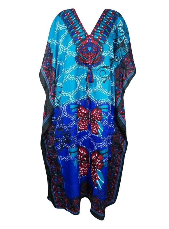 Womens Kaftan Maxi Dress, Blue Butterfyly Kaftan, Caftan, Beach Dress, Cruise Lounger 2XL