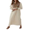 thumbnail image 1 of Robe à Manches Longues pour Femmes, Broderie Florale Décontractée, Robe de Soirée Ample, 1 of 8