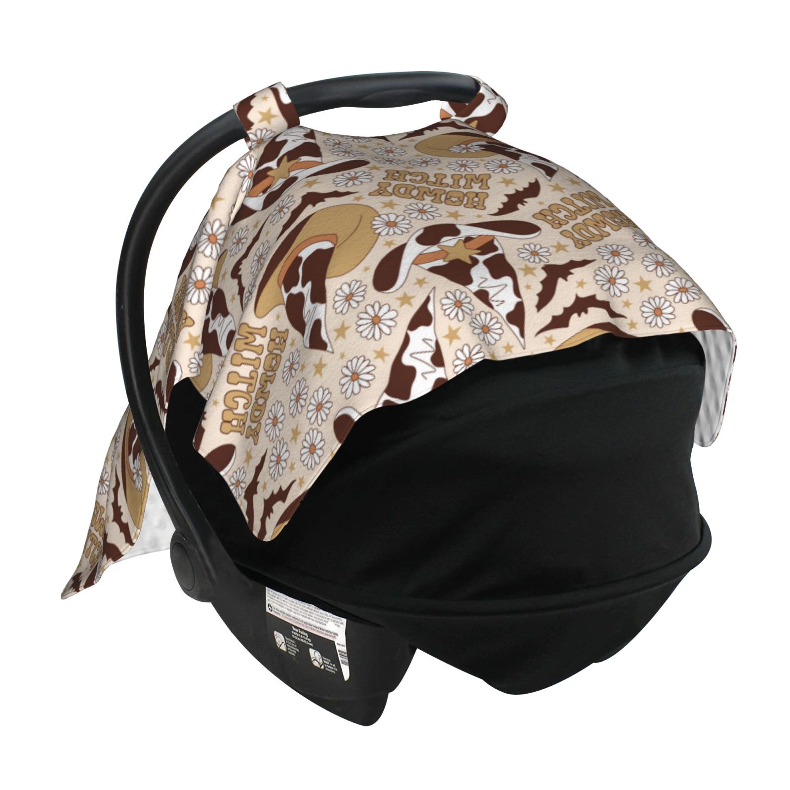 Car Seat Cover Baby - Western cow spots hat retro Breathable Infant Car Seat Cover for Baby Carseat, Lightweight Comfort Baby Essentials Must Haves Newborn Stuff for Girl Boy