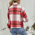 thumbnail image 4 of Lmueinov Womens Shacket Jacket Cropped Flannel Shirts for Women Plaid Button Down Shirt Fashion Fall Outfits for Women Coat Tops, S-4XL, 4 of 5