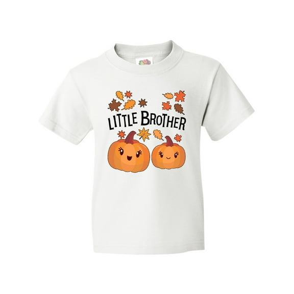 Inktastic Little Brother Pumpkins with Fall Leaves Youth T-Shirt