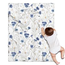 White Daisy Flower Pattern Blanket,Comfortable Soft Flannel Throw Blanket,All Season,Warm Lightweight Blankets for Sofa Bed Couch Living Room Chair,30"x40"