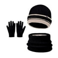 thumbnail image 4 of Wovix Kids Winter Color Block Hat Gloves Scarf Set For Girls Boys Beanie Hats Gloves Knit Set with Thick Warm Fleece Lined For Ages 6-10 Children Warm Soft For Daily Three Pieces, 4 of 4
