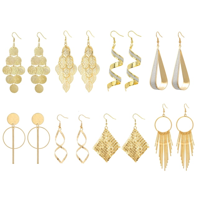 Femmes Déclaration Boucles d'Oreilles Mode: 8 Paires Boucles d'Oreilles Géométriques