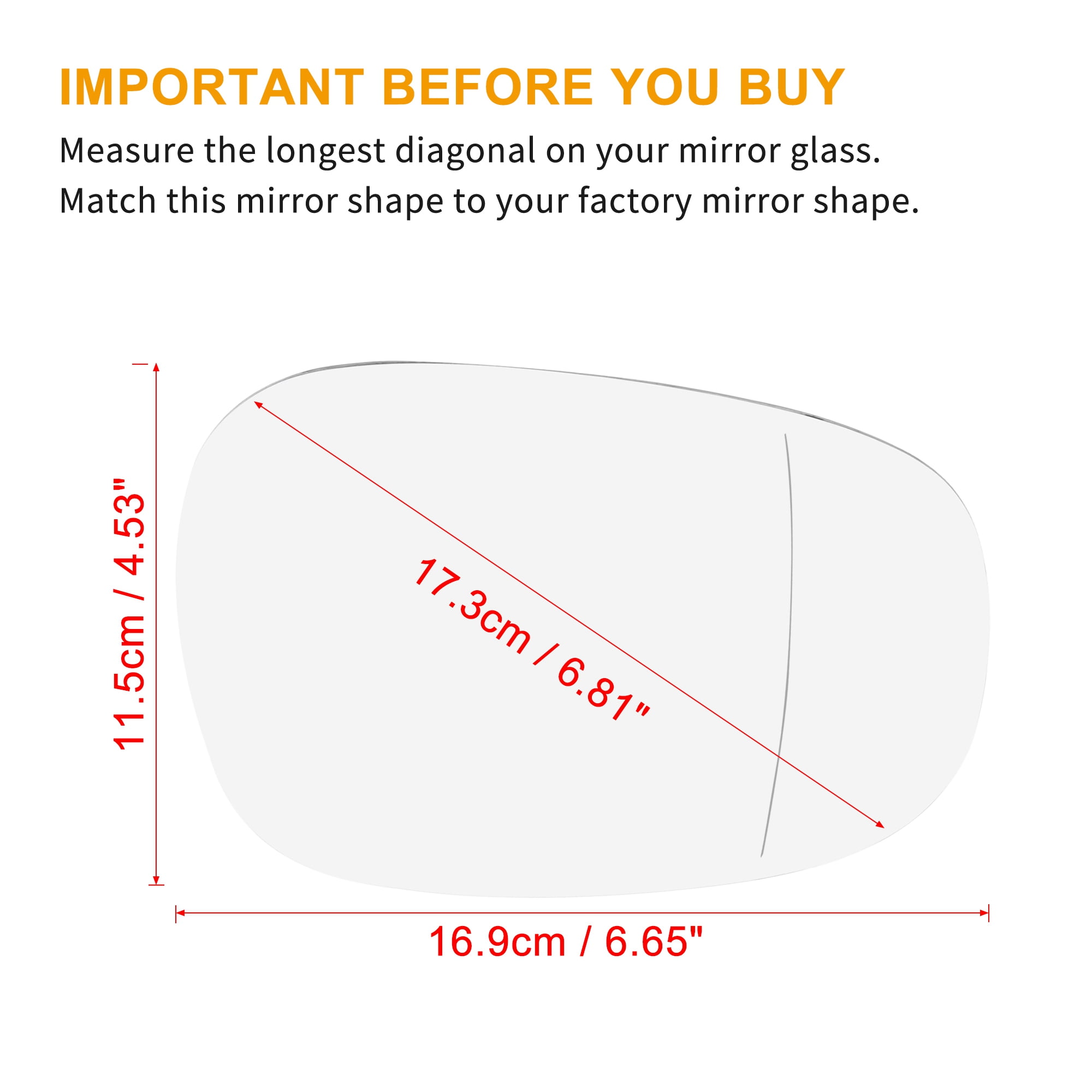 Unique Bargains Heated Rearview Mirror Glass Replacement