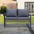 thumbnail image 6 of Ainfox Outdoor Patio Furniture Rocking Loveseat, Wicker Rattan Sofa,Grey, 6 of 8
