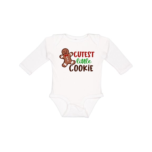 Inktastic Cutest Little Cookie Cute Christmas Gingerbread Man Boys or Girls Long Sleeve Baby Bodysuit