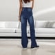 thumbnail image 3 of WILLBEST Pantalones Casuales elegantes para Mujer, Jeans de Pierna Ancha para Mujer, Jeans Holgados de Cintura Alta con Costura Frontal para Comodidad y Moda Diarias. Chica, 3 of 5