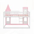 thumbnail image 6 of Twin Over Twin Castle Bunk Bed - Pink, Sturdy Pine Wood & Open Design, 6 of 15
