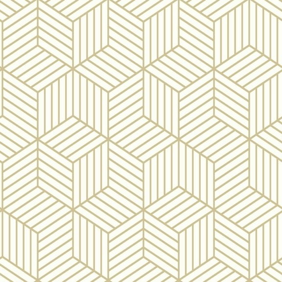 RoomMates Striped Hex Gold Peel and Stick Wallpaper, 1 Count
