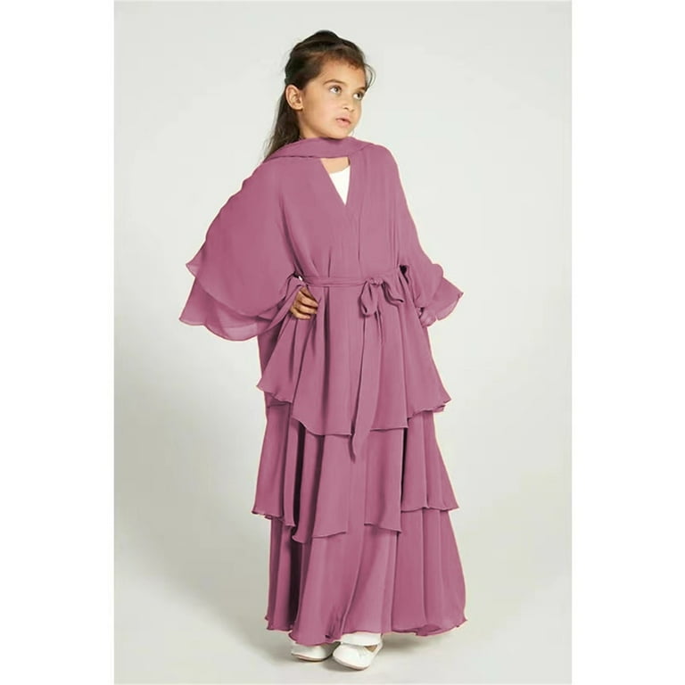 women kimono dress abaya pink Abaya Muslim Women Kimono Long Robe Open Kaftan Kimono Cardigan Ruffles  Elegant