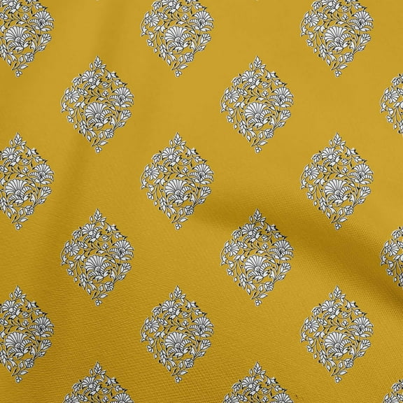 oneOone Cotton Poplin Twill Yellow Fabric Block Dress Material Fabric Print Fabric By The Yard 56 Inch Wide