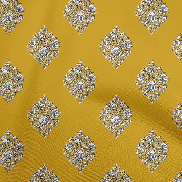 oneOone Velvet Yellow Fabric Block Fabric For Sewing Printed Craft Fabric By The Yard 58 Inch Wide