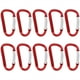 thumbnail image 1 of Mosquetón De Bloqueo Llavero Clip Gancho Mosquetón Llavero Aluminio D Forma Mosquetón Buck Spring Snap Llavero Clip Gancho 10pcs Rojo ANGGREK  Otros, 1 of 8