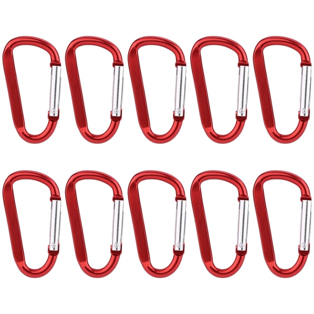 Aluminium D Forme Mousqueton Buck Ressort Snap Porte-Clés Clip Crochet (10pcs Rouge)