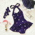 thumbnail image 4 of Kiijoy Girls One-Piece Swimsuit Polka Dot Ruffle Bathing Suit Swimwear with Headband, 4 of 4