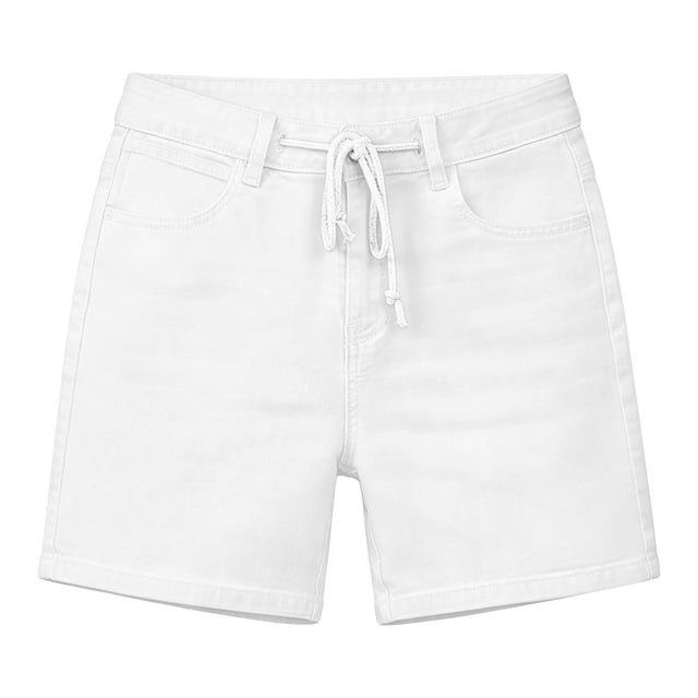 CHUMUD Jeans Shorts for Women Trendy Denim Shorts Mid Rise Stretchy Casual Shorts with Drawstring