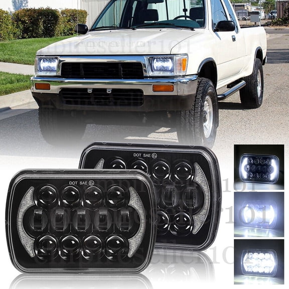 2pc 5X7 7X6" Rectangle LED Headlight For Toyota Pickup Tacoma Hardbody D21 Truck