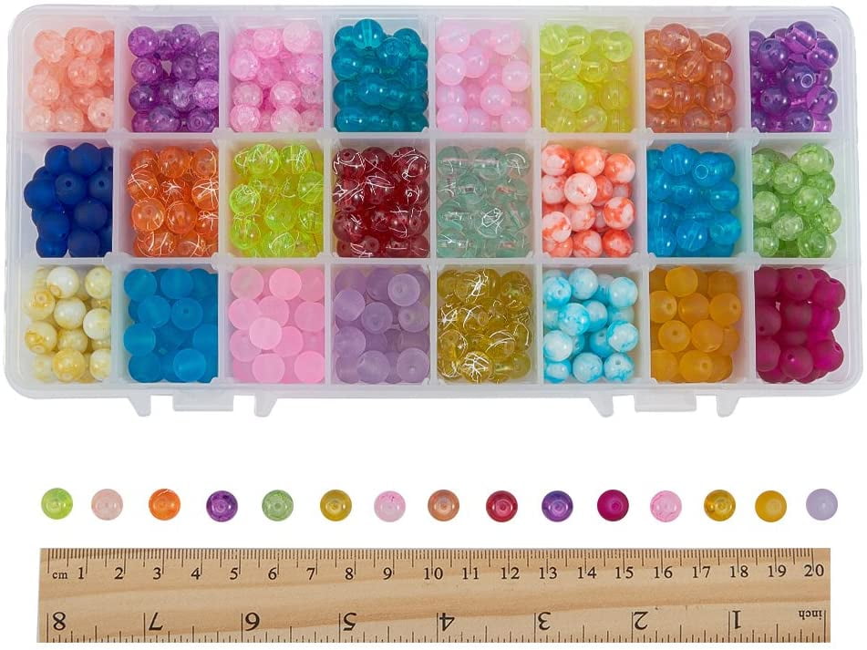 720pcs 8mm Red Glass Beads Crystal Beads Bulk for Jewelry Making Christmas Tree Ornament