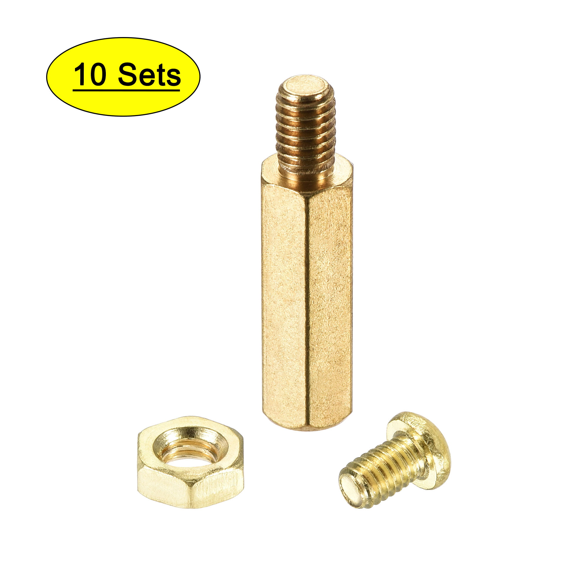 uxcell M4x6mm 6mm Male to Female Thread Brass Hex Standoff Spacer 10Pcs 