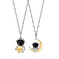 thumbnail image 1 of Collar de plata 925 Parejas Collares a juego Colgantes de astronauta 2 PCS Promesa, 1 of 5