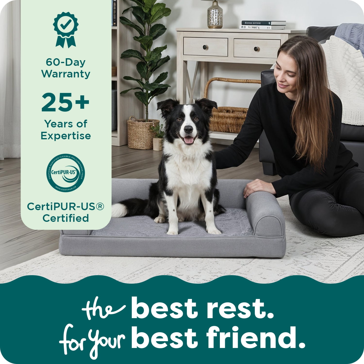 FurHaven Plush & Suede Orthopedic Sofa Pet Bed for Dogs & Cats - Gray, Large