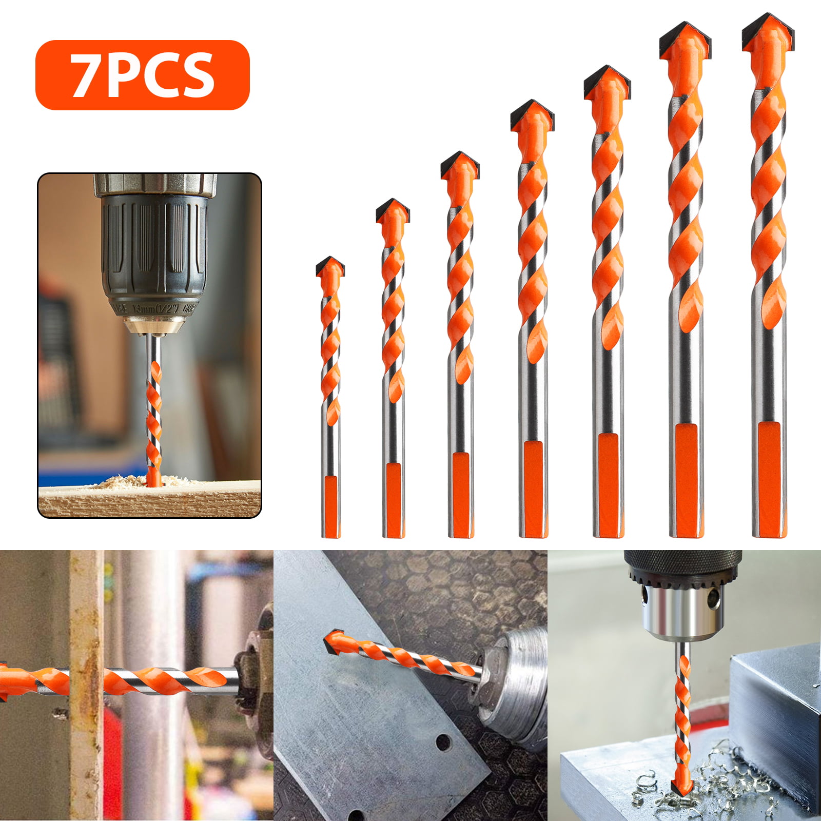 7 Pcs Carbide Multifunctional Drill Bits 