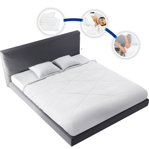 Juego de Edredón y Sábanas Queen Size Set de 6 Piezas Gaon Elegante Ultrasuave Blanco