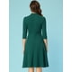 thumbnail image 3 of Vestidos de tubo Allegra K Mujer manga 3/4 Cuello Alto elegante línea A Verde oscuro L, 3 of 6