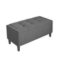 thumbnail image 4 of Home Design Braylen Upholstered 42" Flip Top Storage Bench with Button Tufted Velvet Seat, Spacious Hidden Storage, and Sturdy Tapered Legs, Modern Rectangular Design for Bedroom or Living Room, Gray, 4 of 5