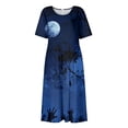 thumbnail image 4 of Women's Halloween Print Casual Dress, Round Neck with Pockets, Comfortable Relaxed Fit for Everyday Outings, Halloween Themed Cosplay Dress Blue B 3XL, 4 of 6