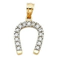 thumbnail image 2 of 14K Yellow Gold Cubic Zirconia CZ Lucky Horseshoe Charm Pendant with 2.3mm Figaro 3+1 Chain Necklace - 22", 2 of 6