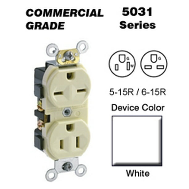 Leviton 5031W Duplex Receptacle Dual Voltage Commercial Grade 515R_6