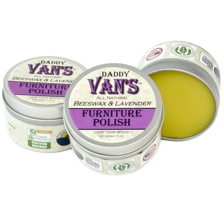 Daddy Van's All Natural Beeswax & Lavender Furniture Polish. Chemical-free, Non-Toxic, Zero VOC Wood Wax Nourishes, Conditions & Protects. Imparts a Beautiful Healthy