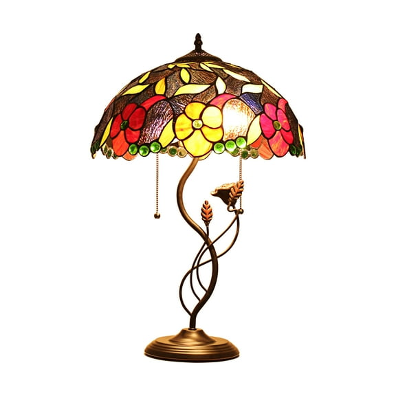 RADIANCE Goods Tiffany-Style Floral Stained Glass Table Lamp 16" Width