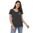 thumbnail image 3 of Simple line White Cat Embroidered recycled V-Neck Tee  (Charcoal Heather, XL), 3 of 4
