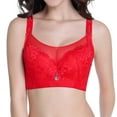 thumbnail image 1 of Fsqjgq Bras for Women Plus Size Floral Lace Mesh Full Coverage Convertible Wireless Bras Large Bust Lightly Lined Push Up Bras Thin Underwear Red 38D, 1 of 5