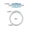 thumbnail image 2 of TimeLe$$ Classics Three Stone Emerald Cut Shape Natural Aquamarine Gemstone and Round Diamond Ring in 14K White Gold (Size: 10), 2 of 6
