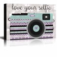 thumbnail image 1 of wall26 Love Your Selfie minty green zentangle camera on a silver colored bokeh background - Canvas Art Home Decor - 12x18 inches, 1 of 3