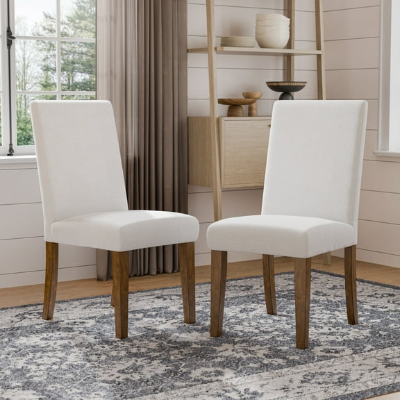 Furniture of America Trevor Rustic Upholstered Dining Chairs, White (Set of 2)