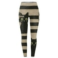 thumbnail image 4 of Bibifish Women's Leggings Black Cat Striped Pattern High Waisted Pants Stretch Slim Fit Casual Wear Cute Streetwear Y2k Pants, 4 of 5